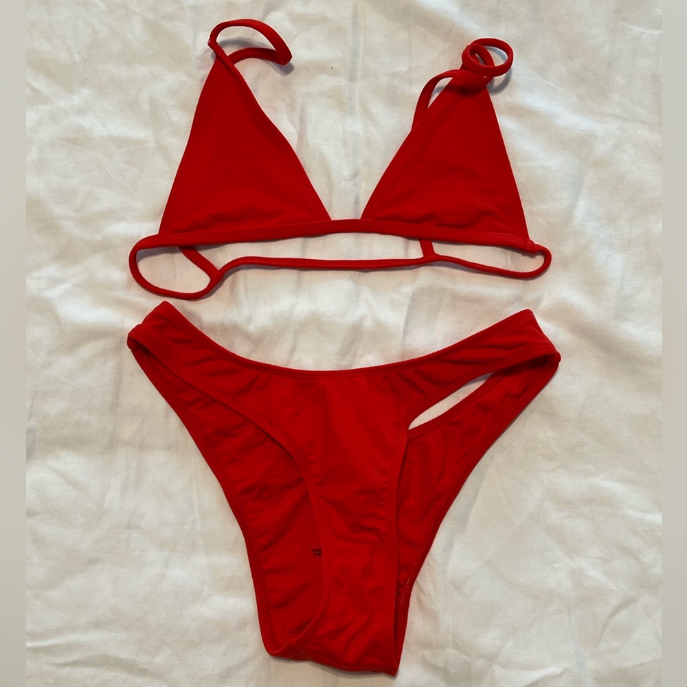 Minamale Animale Red Cheeky Bikini. Size XS.